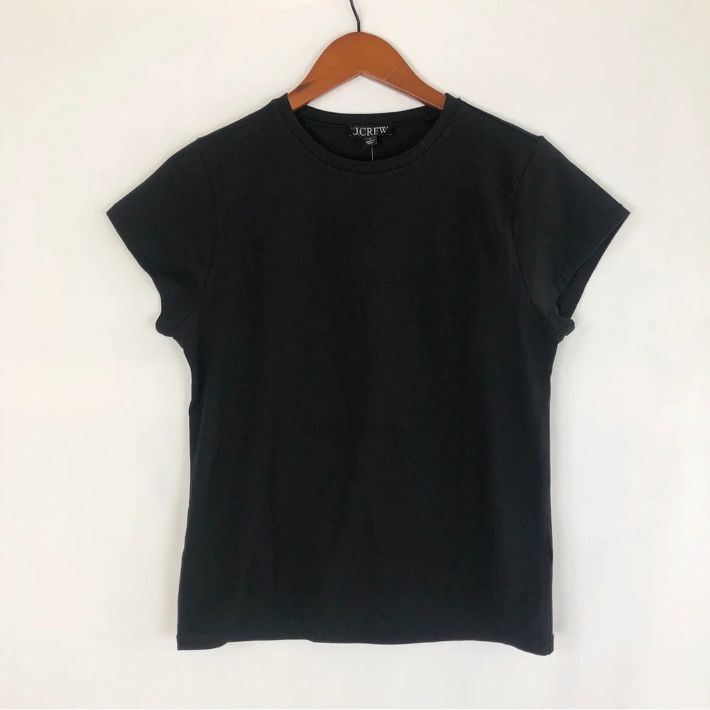 NEW J Crew Cotton Stretch Short Sleeve Shirt Black‎ Size L